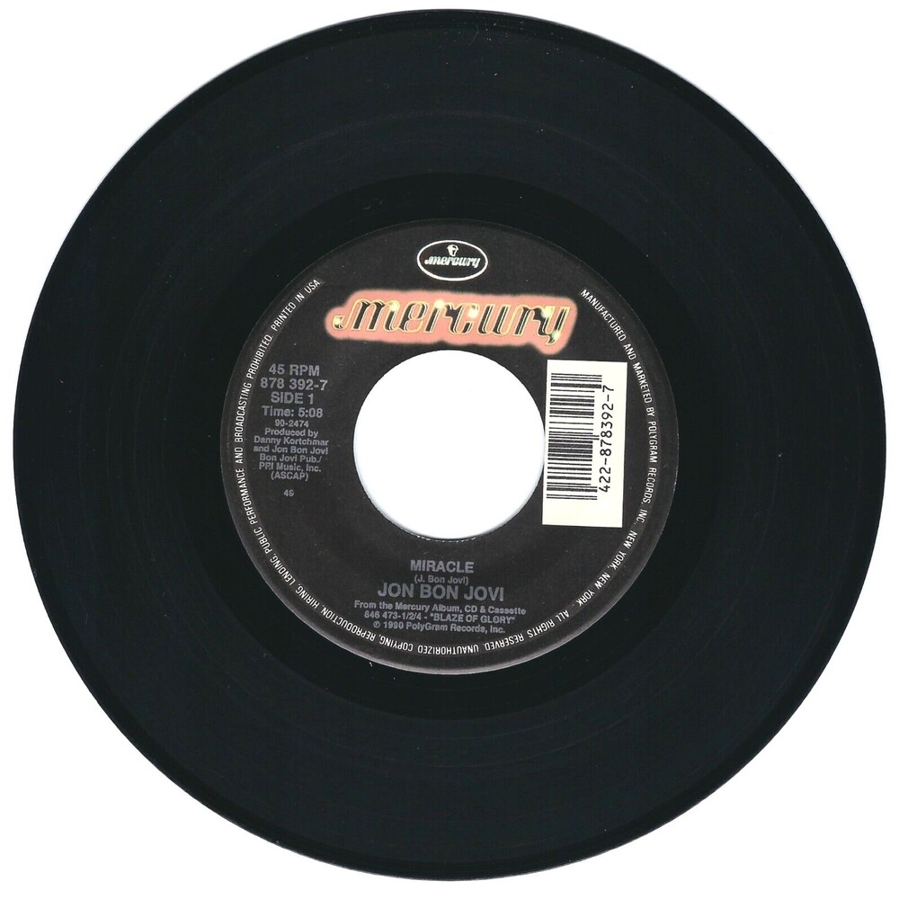 Jon Bon Jovi 45 RPM - Miracle / Blood Money - Mercury VG+